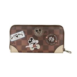 Disney Mickey Mouse Billetero Essential Journey Marrón con 12 Compartimentos para Tarjetas y Cremallera