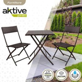 Conjunto de mesa cuadrada plegable (60x72 cm) + 2 sillas de ratán (44x83,5 cm) aktive Conjunto de mesa cuadrada plegable (60x72 cm) + 2 sillas de ratán (44x83,5 cm) aktive