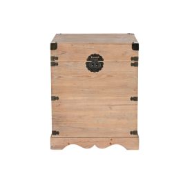 DKD Home Decor Baúl Oriental Natural Marron Claro Abeto Metal Set 2 Piezas 48x61x48 cm Hecho a Mano