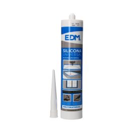 Edm Silicona universal translúcida ácida antimoho 280 ml - Sellador acético con fungicida para azulejos, vidrios, metales y más