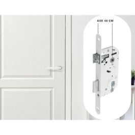 Yale Y50R-A40/B Cerradura empotrable con orificio para cilindro, Eje 40 mm, Caja 135 mm, Pestillo reversible, Cabeza redonda - Blanco
