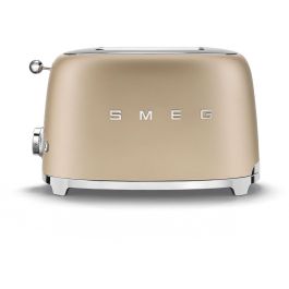 SMEG TSF01CHMEU Tostadora 2 Rebanadas Champagne Plástico Acero Inoxidable con Funciones Descongelar y Recalentar