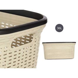 Cesta de plástico rattan para ropa Kipit 36L, crema, 36x25.5x52.5 cm (12 Unidades) Cesta de plástico rattan para ropa Kipit 36L, crema, 36x25.5x52.5 cm (12 Unidades)