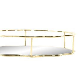 DKD Home Decor Bandeja Decorativa Glam Dorada de Metal y Espejo, 25x25x5 cm
