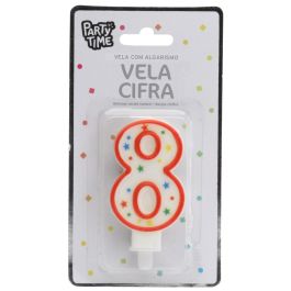 Party Time Vela Aniversario 8 Decoración Círculos y Estrellas para Tarta de Cumpleaños, 9,5 cm