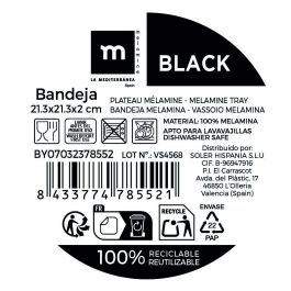 Bandeja Melamina Black 21.3x21.3x2 cm La Mediterran - Inde (12 Unidades) Bandeja Melamina Black 21.3x21.3x2 cm La Mediterran - Inde (12 Unidades)