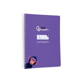 Cuaderno Espiral Liderpapel Din A5 Pautaguia Tapa Blanda 40H 75 gr Cuadro Pautado 5 mm Color Lila 5 unidades