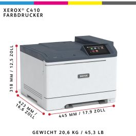 Xerox C410 Impresora láser color A4 40 ppm dúplex LAN USB. Velocidad 40ppm. Impresión a doble cara. Ideal oficina.