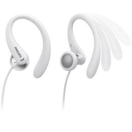 Philips TAA1105WT/00 Auriculares Deportivos Intrauditivos Blancos, Micrófono, Jack 3.5, Resistentes al Sudor IPX2, Gancho de Oreja