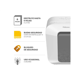 Fix Destructora LX25 Capacidad 6 Hojas Seguridad P4 Partículas Destruye Grapas Clips Tarjetas