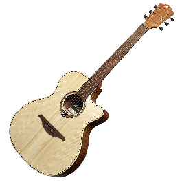 LAG Guitarra Acústica Auditorium Cutaway Tramontane 70 A/E Natural Electroacústica Tapa Maciza de Abeto Engelmann