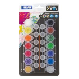 Blister con 14 botes de tempera 5 ml + 12 botes de mezclas y pincel milan