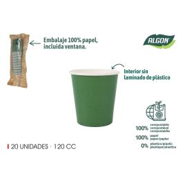 Set de 20 vasos de cartón verde pino 120 cc - Algon (24 Unidades) Precio: 15.49999957. SKU: B1DGGJWPYK