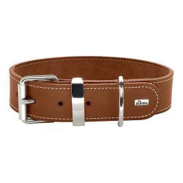 Hunter Collar Aalborg Special 24-30 cm Coñac para perro, de cuero, ancho 2cm con costuras en contraste