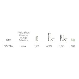 Edm Escalera Multifunción Telescópica de Aluminio 4+4 Peldaños Certificación EN131 Carga Máxima 150 kg Longitud Máxima Extendida 4.30 m