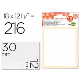 Liderpapel Etiquetas Adhesivas Sobre 10 H. + 2 H. Obsequio 12x30 mm - 28 Etiquetas por Hoja Precio: 8.49999953. SKU: B12M3GCJWB