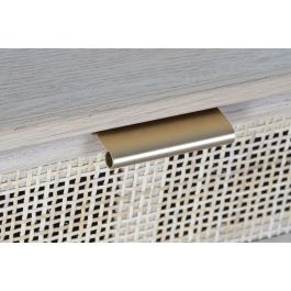 DKD Home Decor Cómoda Scandi Rejilla Natural 5 Cajones Paulownia MDF Marrón Claro Dorado 39.5 x 81 x 80 cm