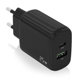 AISENS - CARGADOR 25W, 1xUSB-C PD3.0, 1xUSB-A QC3.0, NEGRO Precio: 5.59000035. SKU: B1JSYR4YQ8