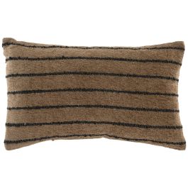 DKD Home Decor Cojín Tradicional de Algodón y Velvet Marrón Negro 30 x 50 cm (2 Unidades)