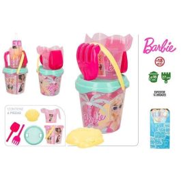 Cubo de playa barbie 18 cm con pala, rastrillo, cedazo, regadera y 1 molde en red Precio: 5.9532. SKU: B16XVWEQH9