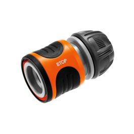 Gardena Conector rápido stop agua 1/2" - 5/8", polipropileno, anti UV y anti hielo, gris/naranja
