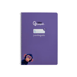Liderpapel Cuaderno espiral Pautaguía A4 Tapa Blanda 80 Hojas 75gr Cuadro Pautado 5mm Lila