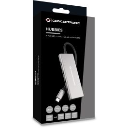Conceptronic HUBBIES17G Hub USB 3.2 Gen 2 de 7 Puertos (4x USB-C, 3x USB-A) hasta 10 Gbps con Power Delivery 100W