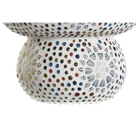 DKD Home Decor Lámpara Sobremesa Shabby Colección Sufla Cristal Mosaico Flores Multicolor Blanco E14 40W 18x23x18 cm