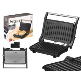 Argon Parrilla Doble Presión Media Negra 1000W, Apertura 180°, Control Temperatura 26.7x9x23 cm (4 Unidades)