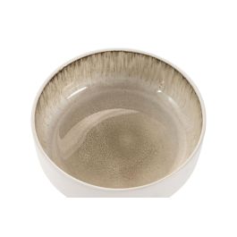 DKD Home Decor Bol Horeca de Gres Esmaltado Beige Blanco 16x16x5.5 cm - Set de 6 Unidades Apto para Microondas y Lavavajillas