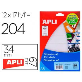 Apli Etiquetas Adhesivas 12x30 mm Manual-Impresión C-Romos 66 X 15H A5 Blanco Precio: 3.496900363. SKU: B1EK8TAQ3P