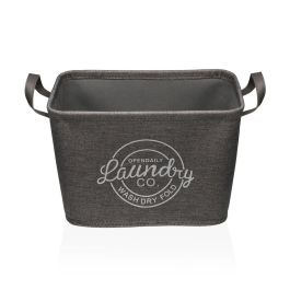 Cesto para la Ropa Sucia Versa Gris Poliéster PVC Metal EVA 38 x 25 x 26 cm