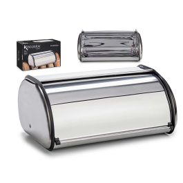 Panera de acero inoxidable Kinvara 43x19x28 cm, tapa deslizante, color plata (4 Unidades) Precio: 61.90000025. SKU: B1CF2BCTNF