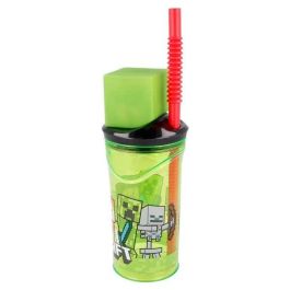 Stor Vaso Minecraft con Figurita 3D 360 ml - Plástico PS y Paja PP - Niños +3 Años Stor Vaso Minecraft con Figurita 3D 360 ml - Plástico PS y Paja PP - Niños +3 Años