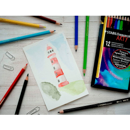 Stabilo Lápices de Colores Aquacolor Arty Line Acuarelables Estuche de Cartón 12 Unidades