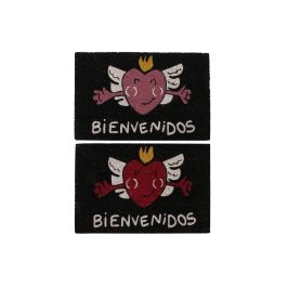 DKD Home Decor Felpudo Negro Rojo Fibra Coco y Goma Corazón 40x60x1.5 cm (2 Unidades) Precio: 10.78999955. SKU: B1234LE4HL
