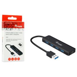 EQUIP HUB USB LIFE A 4 PUERTOS USB 3.2 INCLUYE ADAPTADOR USB-C