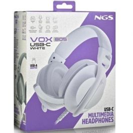 NGS VOX805USBCWHITE Auriculares Estéreo USB-C con Micrófono Ajustable para PC, Tablet, Smartphone, Adaptador USB-A, Blancos NGS VOX805USBCWHITE Auriculares Estéreo USB-C con Micrófono Ajustable para PC, Tablet, Smartphone, Adaptador USB-A, Blancos