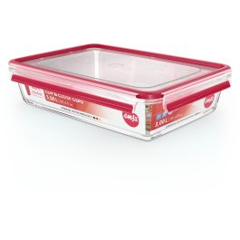 Emsa N10412 Clip & Close Glas, Recipiente Hermético de Cristal Transparente/Rojo, 3 L