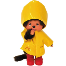 Bandai Monchhichi Impermeable Icónico 20 cm Amarillo con Botas Rojas
