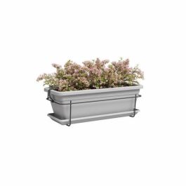 Artevasi 5600442833751 Jardinera modelo Venezia, diseñada como KIT para balcón, con una medida de 50 ma, en color gris claro