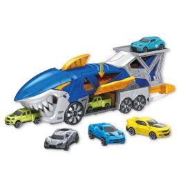 Camión tiburón portacoches, incluye 3 coches, 33x11x7cm
