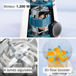Licuadora VitaPower - BOSCH - MMB6141W - 1200 W - 30000 rpm - 2 velocidades + turbo - Bol de 2 L - 4 cuchillas desmontables - Blanca Licuadora VitaPower - BOSCH - MMB6141W - 1200 W - 30000 rpm - 2 velocidades + turbo - Bol de 2 L - 4 cuchillas desmontables - Blanca