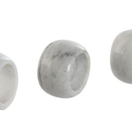 DKD Home Decor Servilletero Basicos de Marmol Blanco - Set de 4 Piezas, 4.8 x 3.3 x 4.8 cm