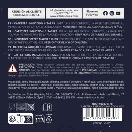 Inde Cafetera 6 Servicios Inducción Acero Inoxidable Quttin - 11.8 x 13.9 x 18.5 cm (6 Unidades)