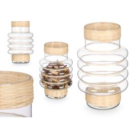 Portavelas de Vidrio y Rattan Giftdecor 18x30x18 cm (6 Unidades) Portavelas de Vidrio y Rattan Giftdecor 18x30x18 cm (6 Unidades)