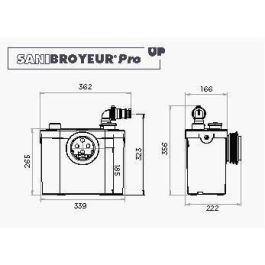 SFA SANIBROYEUR PRO UP Trituradora de inodoro silenciosa 46dB, adaptable WC y lavabo, descarga 22-32mm, 5m vertical 100m horizontal