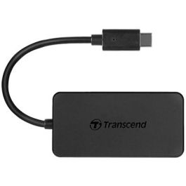 Transcend HUB2C USB-HUB 4 Puertos USB 3.1 Type-C Negro sin Adaptador de Corriente Plug and Play para PC/Mac/Linux