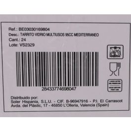 Mediterraneo Tarrito Vidrio Multiusos 95 cc 5.5 x 5 x 7.2 cm (24 Unidades)