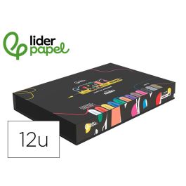 Rotulador Liderpapel Acrylic Base Agua Todo Tipo De Superficie Punta Pincel Caja De 12 Unidades Colores